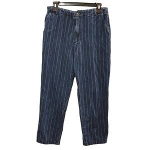 Zara Trafaluc Collection Pinstripe Jeans Straight Leg High Waist Blue Womens 4